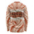 Aloha Hawaii Mikioi Lei Long Sleeve Shirt Beige Tropical Flower Pattern - Polynesian Pride