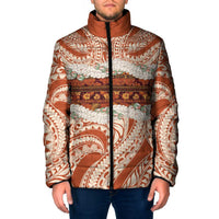 Aloha Hawaii Mikioi Lei Padded Jacket Beige Tropical Flower Pattern - Polynesian Pride