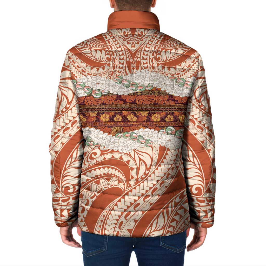 Aloha Hawaii Mikioi Lei Padded Jacket Beige Tropical Flower Pattern - Polynesian Pride
