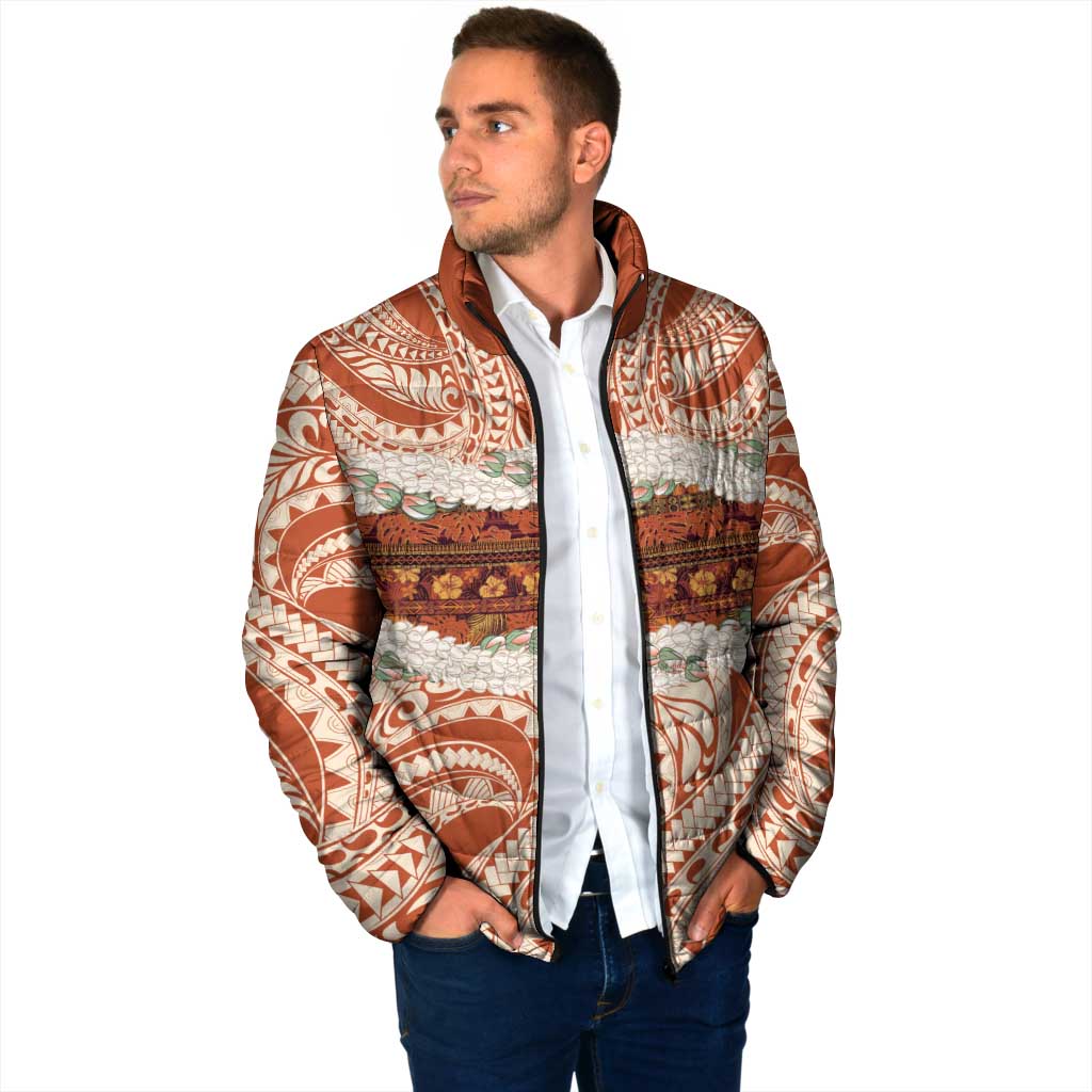 Aloha Hawaii Mikioi Lei Padded Jacket Beige Tropical Flower Pattern - Polynesian Pride