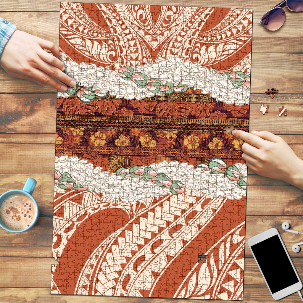 Aloha Hawaii Mikioi Lei Puzzle Beige Tropical Flower Pattern - Polynesian Pride