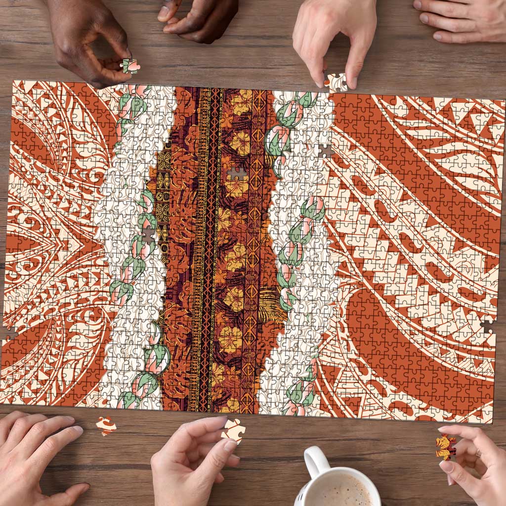 Aloha Hawaii Mikioi Lei Puzzle Beige Tropical Flower Pattern - Polynesian Pride