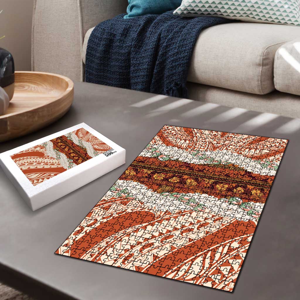 Aloha Hawaii Mikioi Lei Puzzle Beige Tropical Flower Pattern - Polynesian Pride