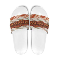 Aloha Hawaii Mikioi Lei Slide Sandals Beige Tropical Flower Pattern - Polynesian Pride