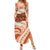Aloha Hawaii Mikioi Lei Summer Maxi Dress Beige Tropical Flower Pattern - Polynesian Pride