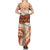 Aloha Hawaii Mikioi Lei Summer Maxi Dress Beige Tropical Flower Pattern - Polynesian Pride