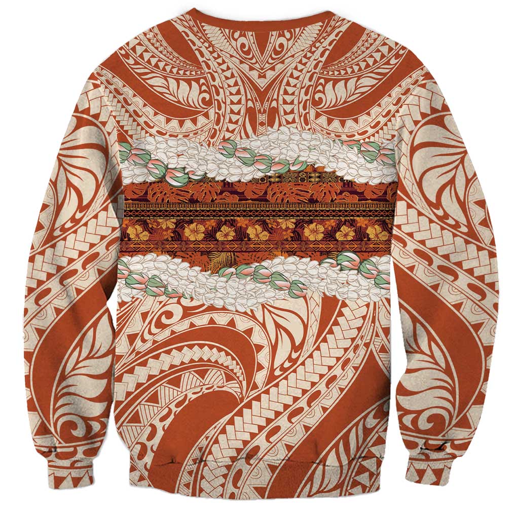 Aloha Hawaii Mikioi Lei Sweatshirt Beige Tropical Flower Pattern - Polynesian Pride