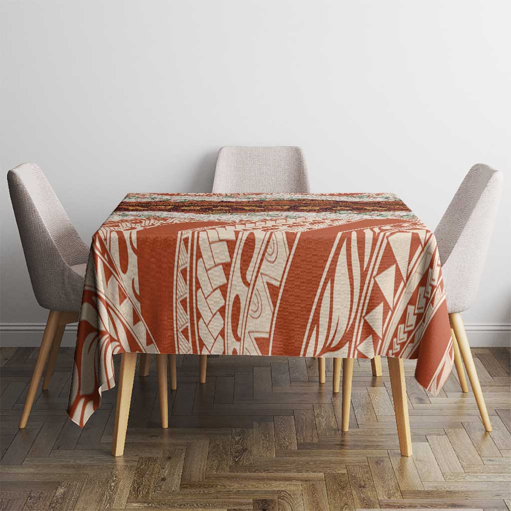 Aloha Hawaii Mikioi Lei Tablecloth Beige Tropical Flower Pattern - Polynesian Pride