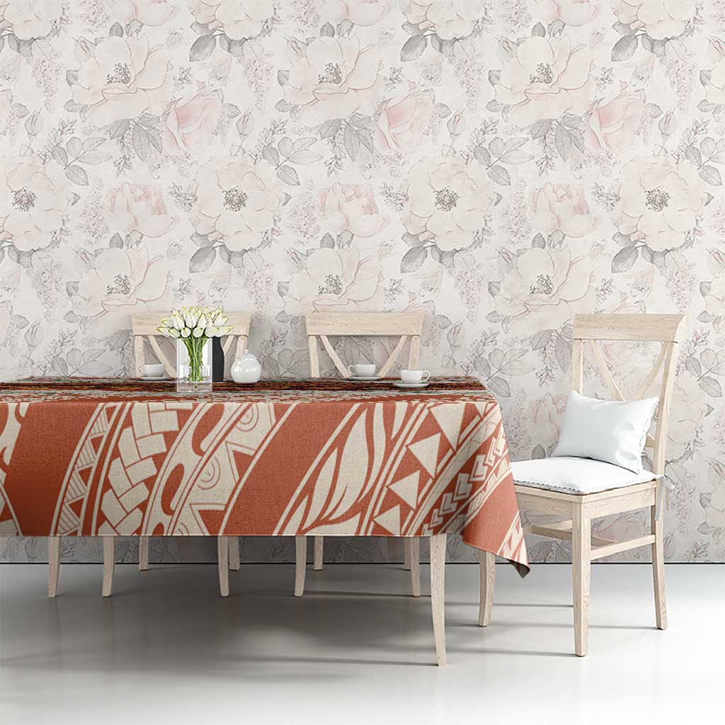 Aloha Hawaii Mikioi Lei Tablecloth Beige Tropical Flower Pattern - Polynesian Pride