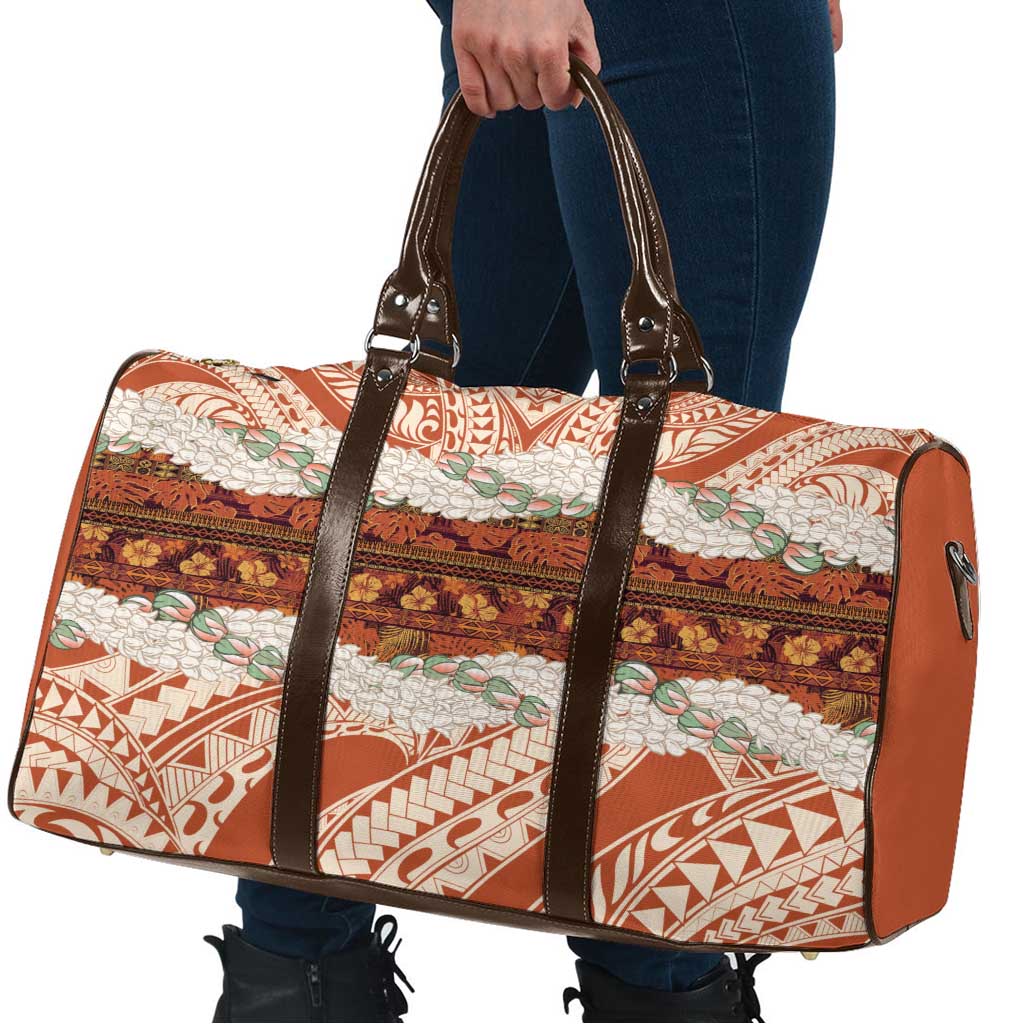 Aloha Hawaii Mikioi Lei Travel Bag Beige Tropical Flower Pattern - Polynesian Pride