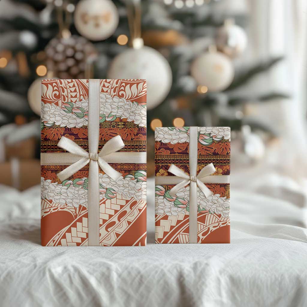 Aloha Hawaii Mikioi Lei Wrapping Paper Beige Tropical Flower Pattern - Polynesian Pride