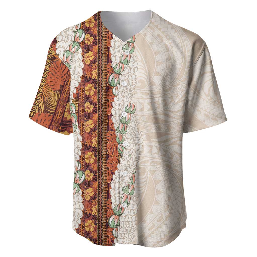 Aloha Hawaii Mikioi Lei Baseball Jersey Cattail Red Tropical Flower Pattern - Polynesian Pride