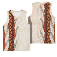 Aloha Hawaii Mikioi Lei Basketball Jersey Cattail Red Tropical Flower Pattern - Polynesian Pride