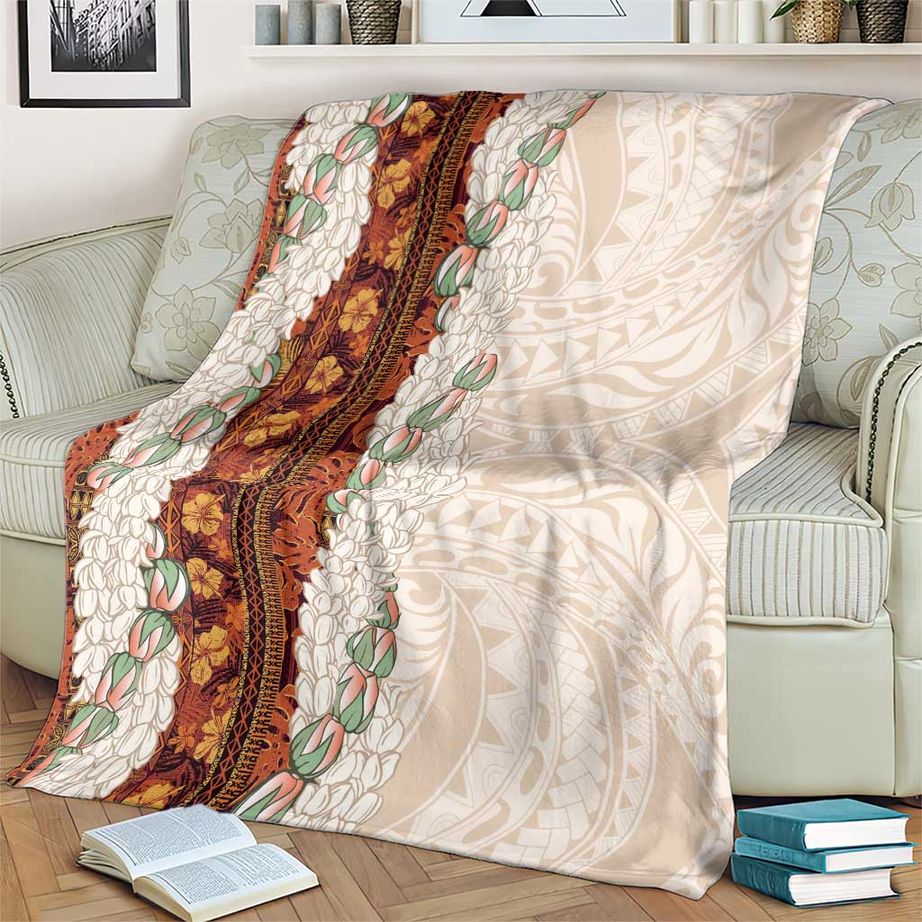 Aloha Hawaii Mikioi Lei Blanket Cattail Red Tropical Flower Pattern - Polynesian Pride