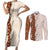 Aloha Hawaii Mikioi Lei Couples Matching Short Sleeve Bodycon Dress and Long Sleeve Button Shirt Cattail Red Tropical Flower Pattern - Polynesian Pride
