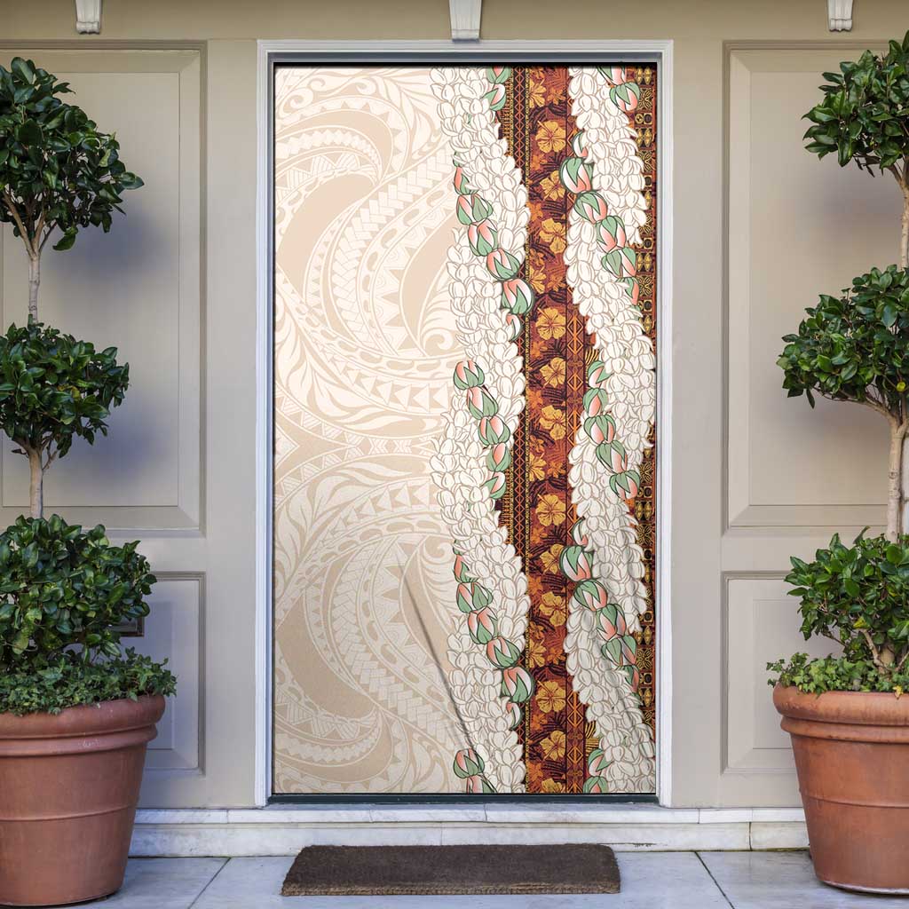 Aloha Hawaii Mikioi Lei Door Cover Cattail Red Tropical Flower Pattern - Polynesian Pride