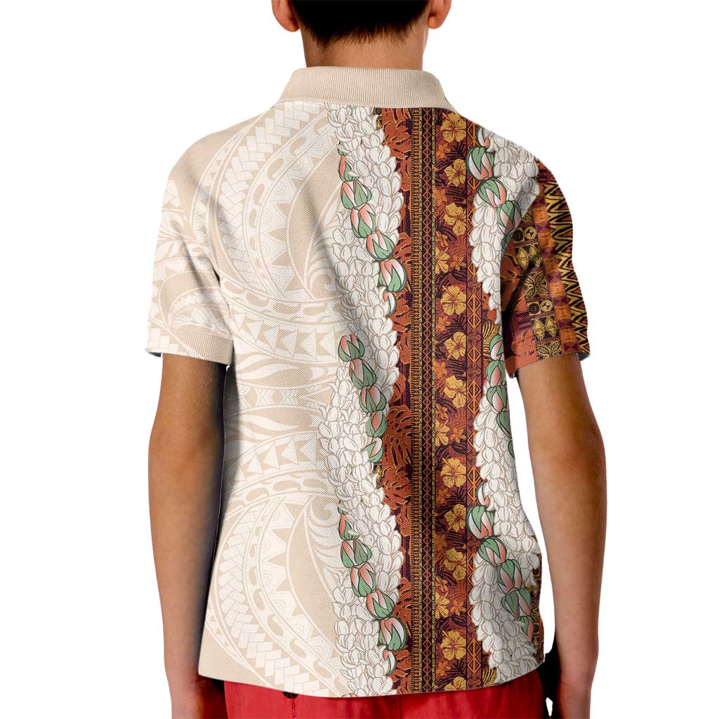 Aloha Hawaii Mikioi Lei Kid Polo Shirt Cattail Red Tropical Flower Pattern - Polynesian Pride