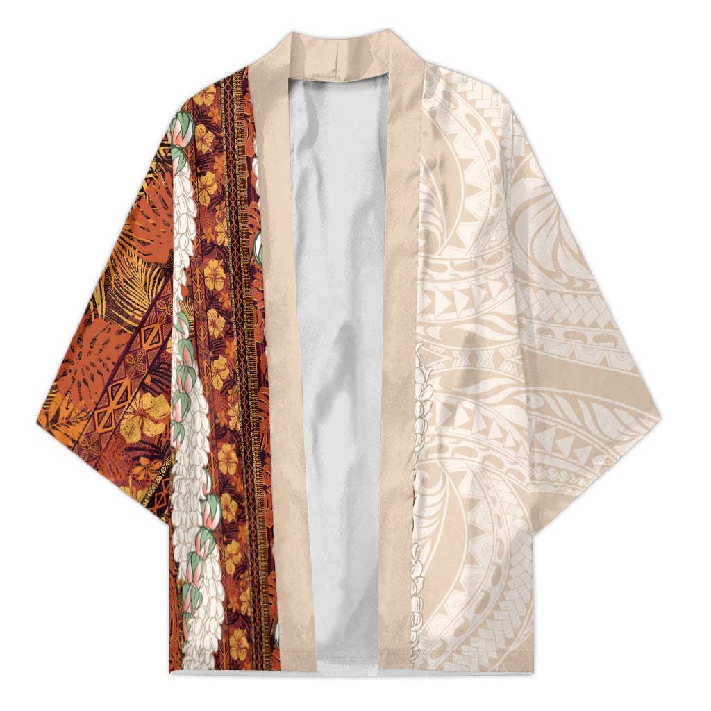 Aloha Hawaii Mikioi Lei Kimono Cattail Red Tropical Flower Pattern - Polynesian Pride
