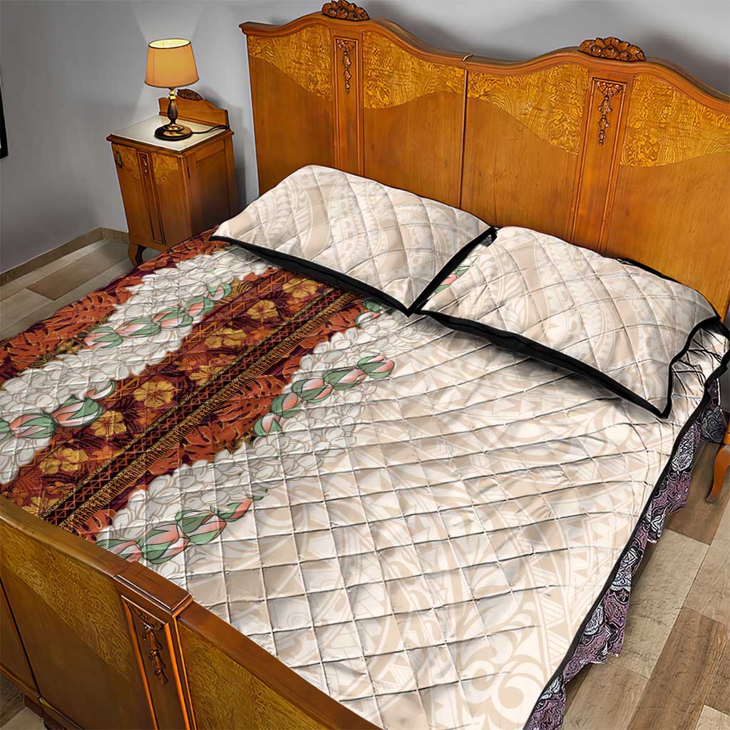 Aloha Hawaii Mikioi Lei Quilt Bed Set Cattail Red Tropical Flower Pattern - Polynesian Pride