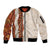 Aloha Hawaii Mikioi Lei Sleeve Zip Bomber Jacket Cattail Red Tropical Flower Pattern - Polynesian Pride