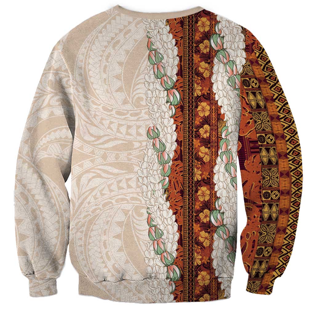 Aloha Hawaii Mikioi Lei Sweatshirt Cattail Red Tropical Flower Pattern - Polynesian Pride