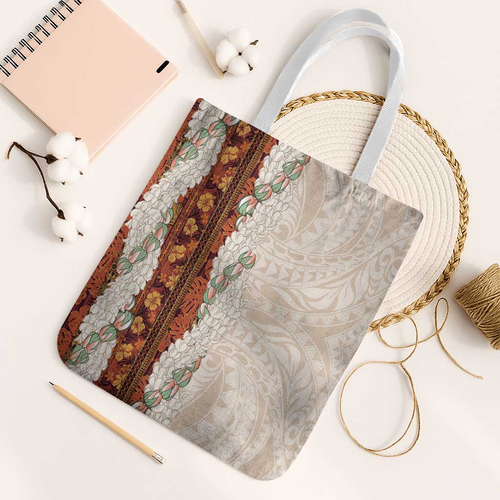 Aloha Hawaii Mikioi Lei Tote Bag Cattail Red Tropical Flower Pattern - Polynesian Pride