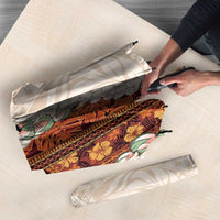 Aloha Hawaii Mikioi Lei Umbrella Cattail Red Tropical Flower Pattern - Polynesian Pride