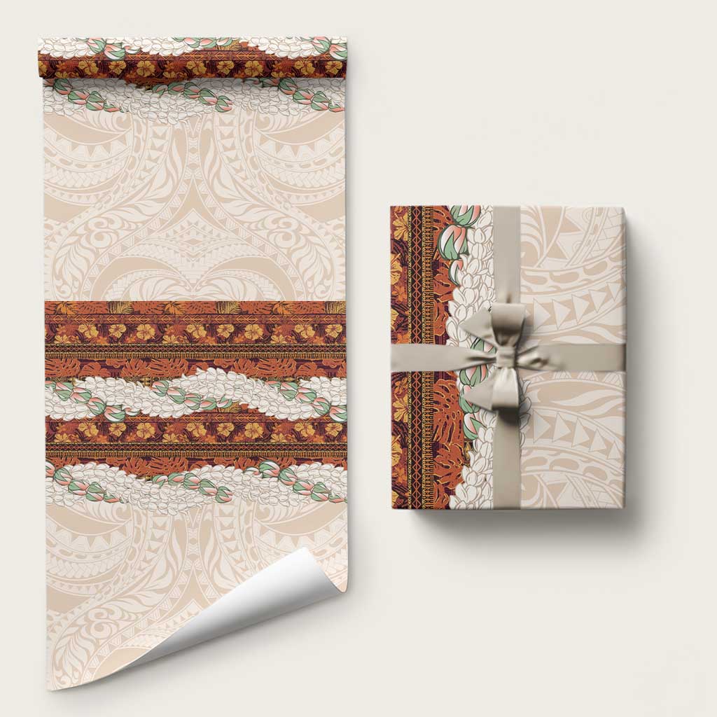 Aloha Hawaii Mikioi Lei Wrapping Paper Cattail Red Tropical Flower Pattern - Polynesian Pride