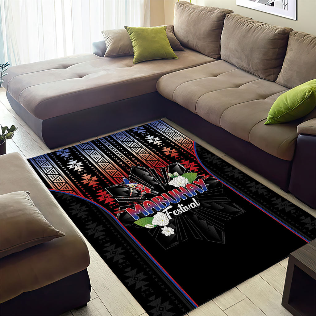 Mabuhay Philippines Festival Area Rug Filipino Map Sampaguita Igorot Pattern LT14 - Polynesian Pride