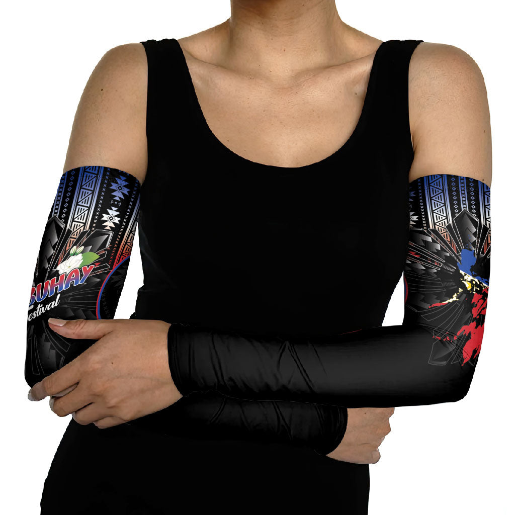 Mabuhay Philippines Festival Arm Sleeves Filipino Map Sampaguita Igorot Pattern LT14 - Polynesian Pride