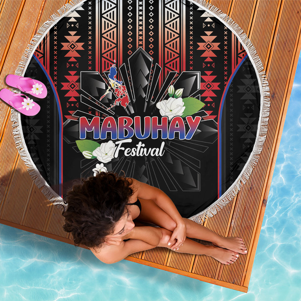 Mabuhay Philippines Festival Beach Blanket Filipino Map Sampaguita Igorot Pattern LT14 - Polynesian Pride