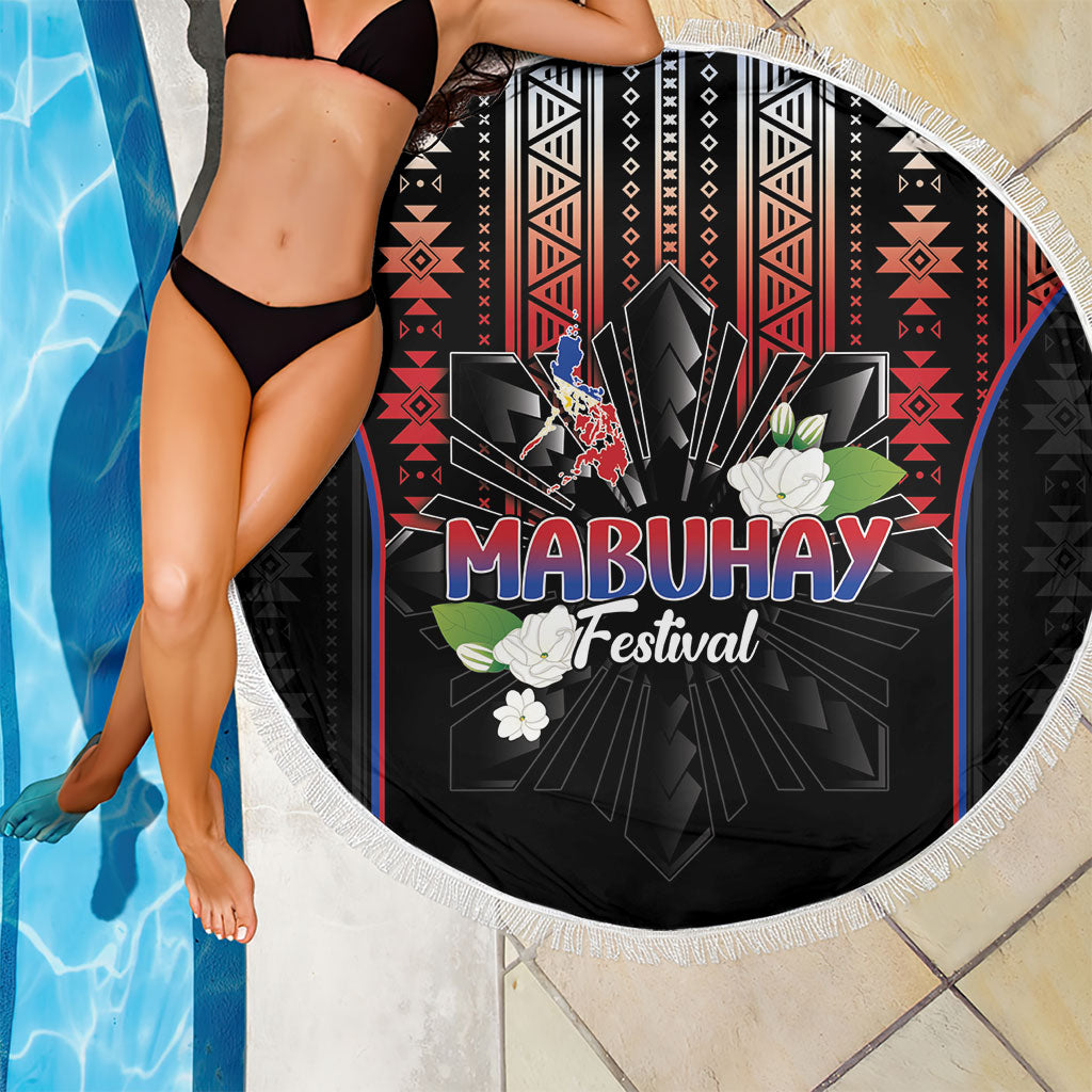 Mabuhay Philippines Festival Beach Blanket Filipino Map Sampaguita Igorot Pattern LT14 - Polynesian Pride