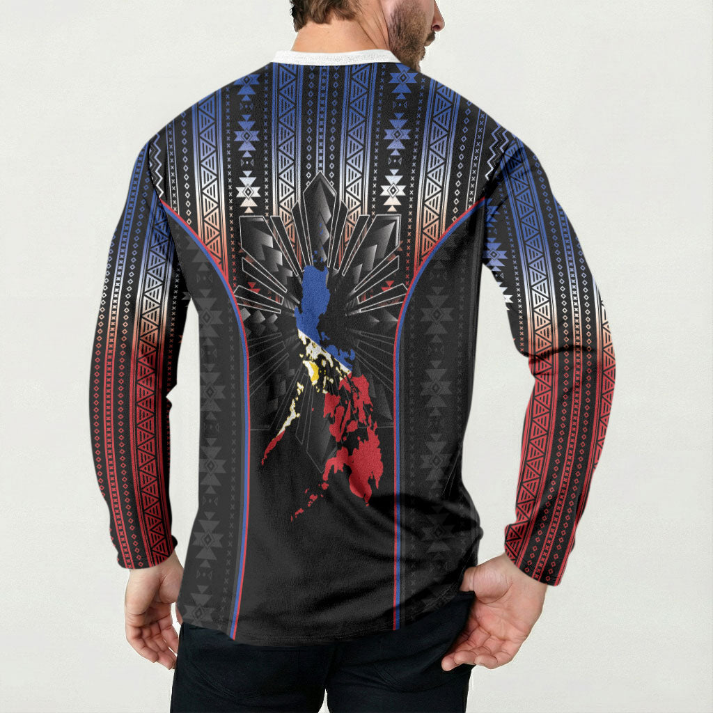 Mabuhay Philippines Festival Button Sweatshirt Filipino Map Sampaguita Igorot Pattern LT14 - Polynesian Pride