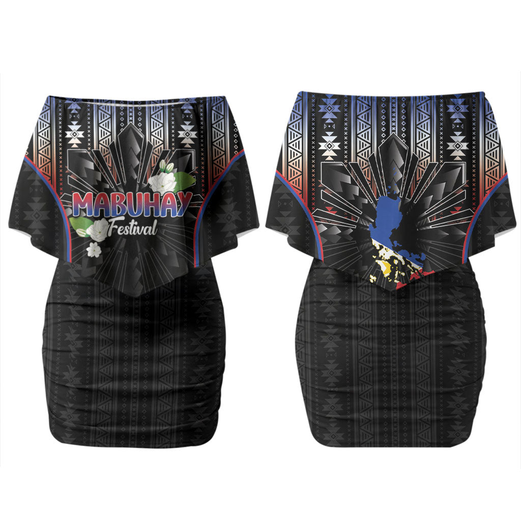 Mabuhay Philippines Festival Couples Matching Off Shoulder Short Dress and Hawaiian Shirt Filipino Map Sampaguita Igorot Pattern LT14 - Polynesian Pride