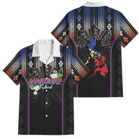 Mabuhay Philippines Festival Family Matching Off Shoulder Maxi Dress and Hawaiian Shirt Filipino Map Sampaguita Igorot Pattern LT14 Dad's Shirt - Short Sleeve Black - Polynesian Pride