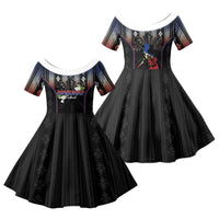 Mabuhay Philippines Festival Family Matching Short Sleeve Bodycon Dress and Hawaiian Shirt Filipino Map Sampaguita Igorot Pattern LT14 Daughter's Dress Black - Polynesian Pride