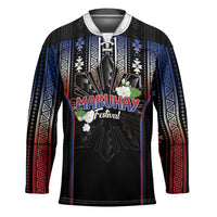Mabuhay Philippines Festival Hockey Jersey Filipino Map Sampaguita Igorot Pattern LT14 Unisex Black - Polynesian Pride