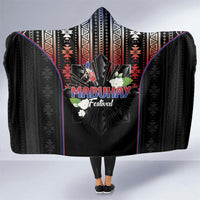 Mabuhay Philippines Festival Hooded Blanket Filipino Map Sampaguita Igorot Pattern LT14 One Size Black - Polynesian Pride