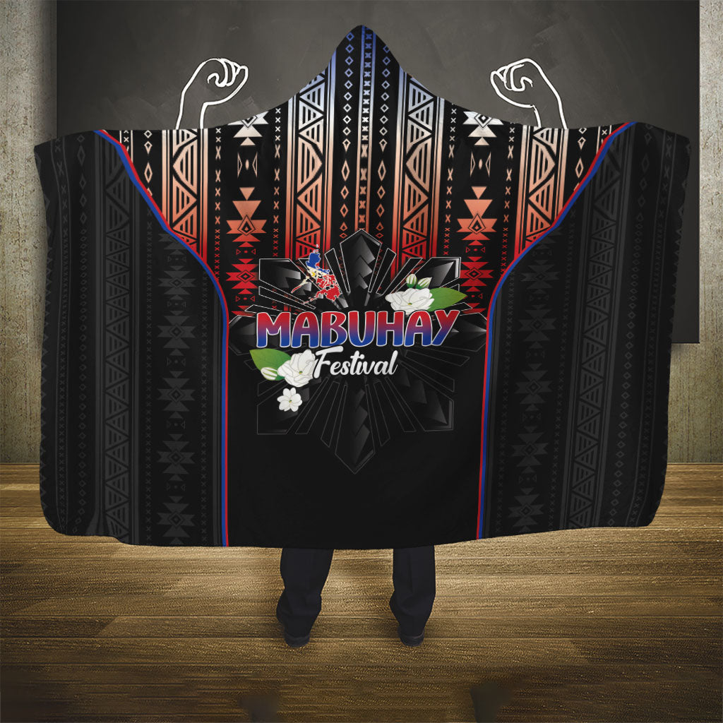 Mabuhay Philippines Festival Hooded Blanket Filipino Map Sampaguita Igorot Pattern LT14 - Polynesian Pride