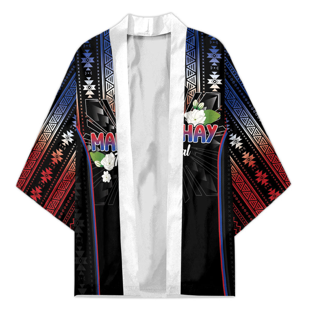 Mabuhay Philippines Festival Kimono Filipino Map Sampaguita Igorot Pattern LT14 Unisex Black - Polynesian Pride
