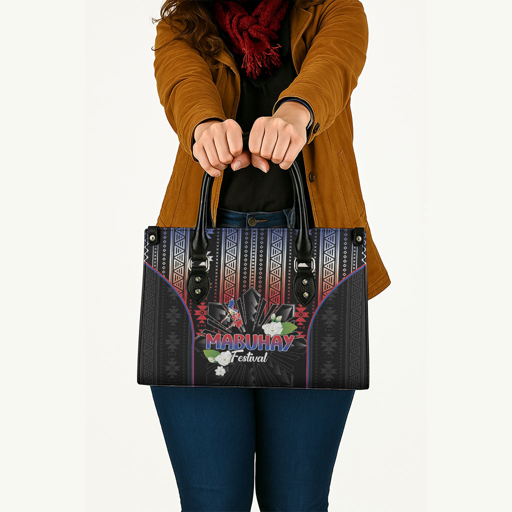 Mabuhay Philippines Festival Leather Bag Filipino Map Sampaguita Igorot Pattern