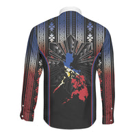 Mabuhay Philippines Festival Long Sleeve Button Shirt Filipino Map Sampaguita Igorot Pattern LT14 - Polynesian Pride