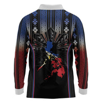 Mabuhay Philippines Festival Long Sleeve Polo Shirt Filipino Map Sampaguita Igorot Pattern LT14 - Polynesian Pride