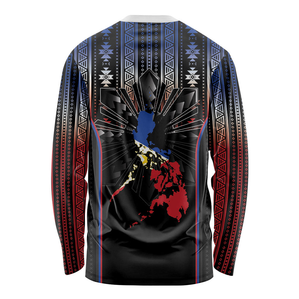 Mabuhay Philippines Festival Long Sleeve Shirt Filipino Map Sampaguita Igorot Pattern LT14 - Polynesian Pride