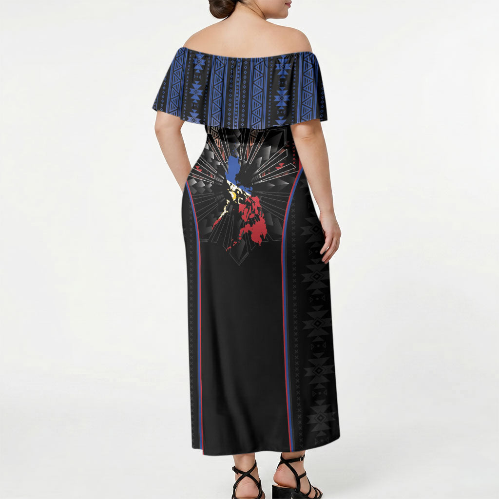 Mabuhay Philippines Festival Off Shoulder Maxi Dress Filipino Map Sampaguita Igorot Pattern LT14 - Polynesian Pride
