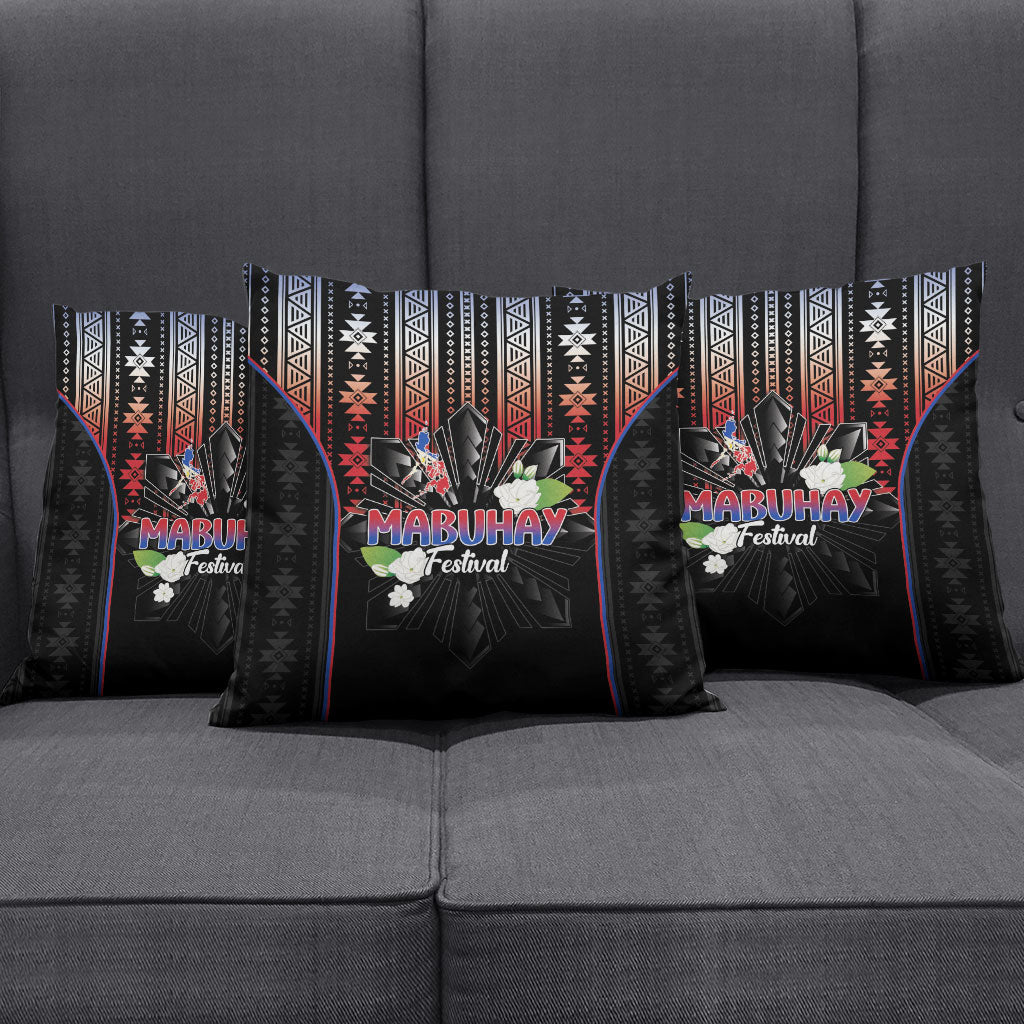 Mabuhay Philippines Festival Pillow Cover Filipino Map Sampaguita Igorot Pattern LT14 - Polynesian Pride