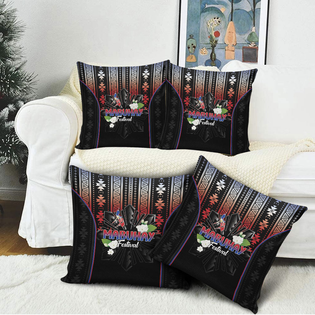 Mabuhay Philippines Festival Pillow Cover Filipino Map Sampaguita Igorot Pattern LT14 - Polynesian Pride