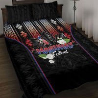 Mabuhay Philippines Festival Quilt Bed Set Filipino Map Sampaguita Igorot Pattern LT14 Black - Polynesian Pride