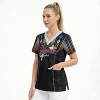 Mabuhay Philippines Festival Scrub Top Filipino Map Sampaguita Igorot Pattern LT14 - Polynesian Pride