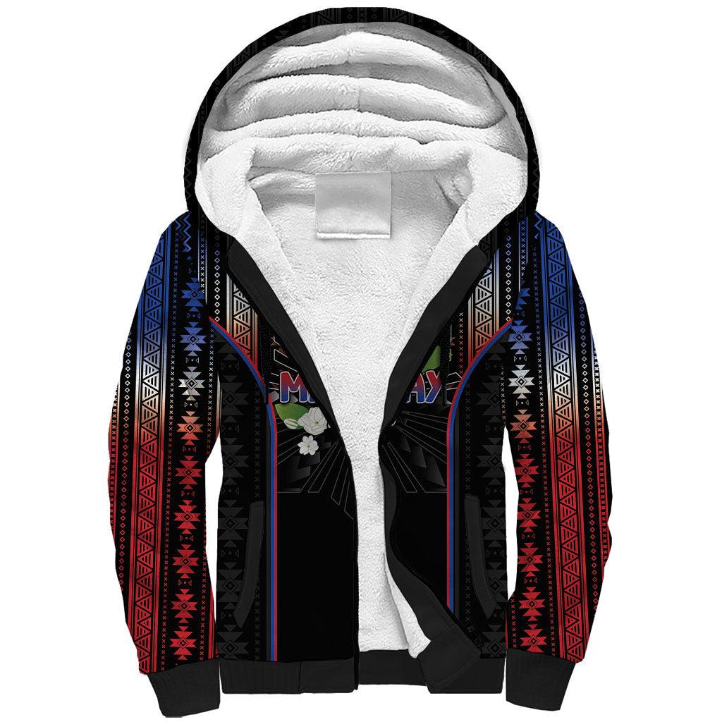 Mabuhay Philippines Festival Sherpa Hoodie Filipino Map Sampaguita Igorot Pattern LT14 Unisex Black - Polynesian Pride